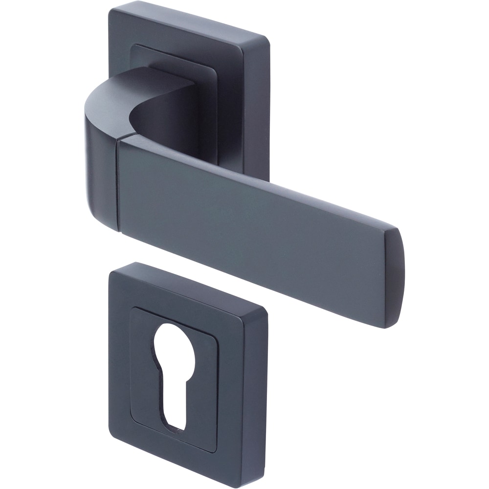 Maner cu rozeta YALE, aluminiu, 130 mm, 2 bucati, negru