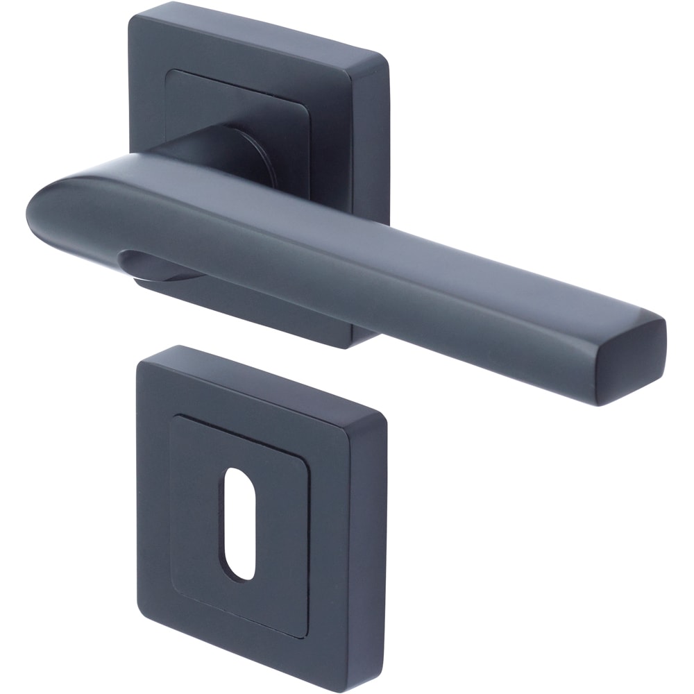 Maner cu rozeta YALE, aluminiu, 130 mm, 2 bucati, negru