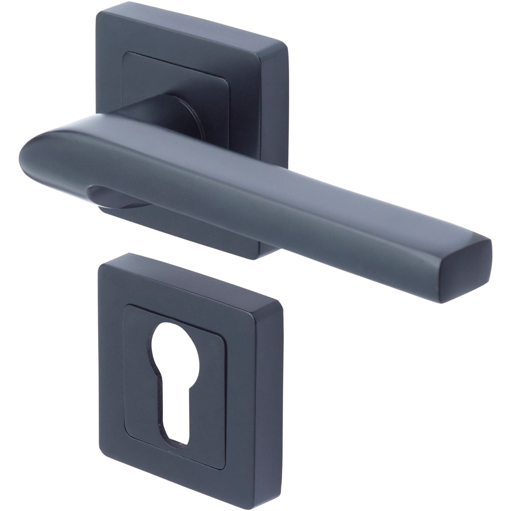Maner cu rozeta YALE, aluminiu, 130 mm, 2 bucati, negru
