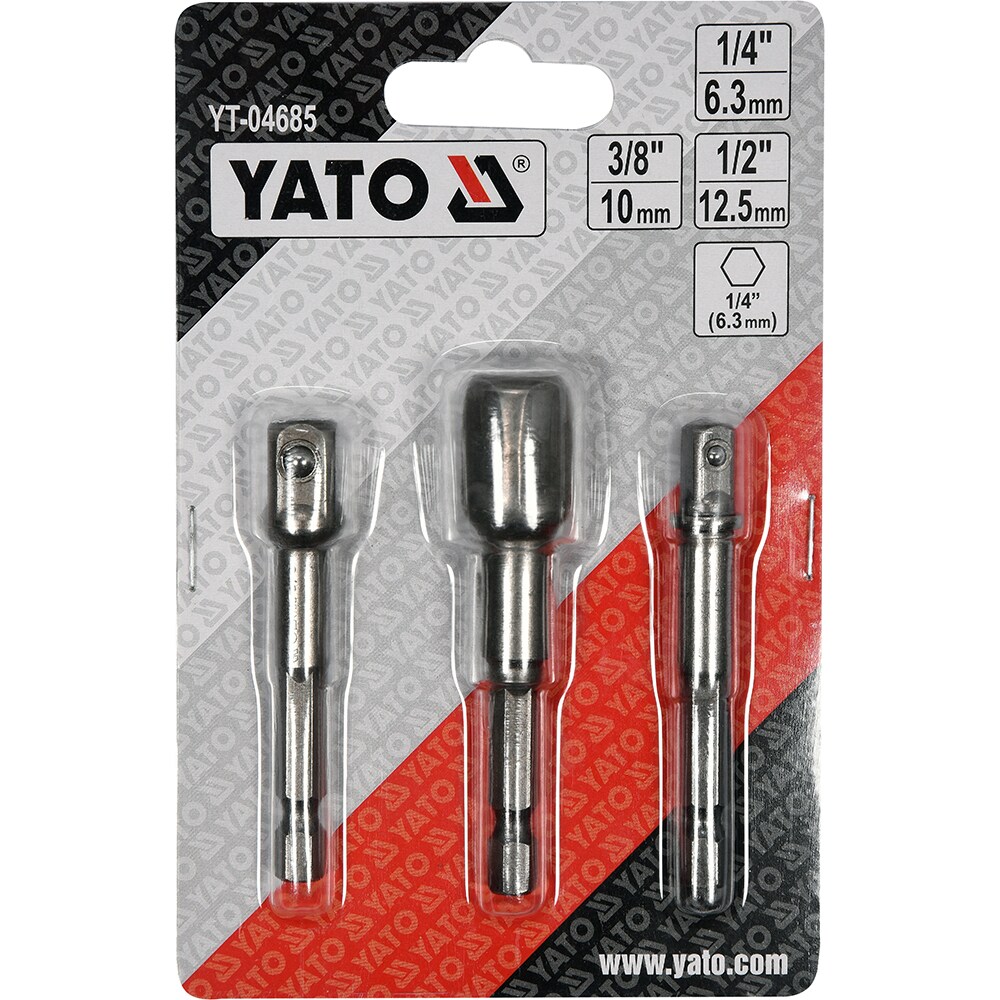 Set adaptoare pentru bormasina YATO, 1/4, 3/8, 1/2