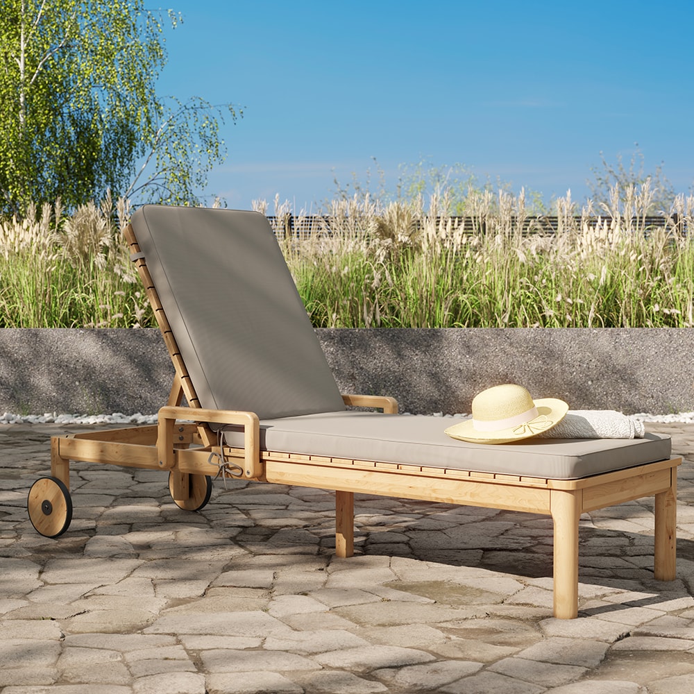 Perna pentru sezlong GOODHOME, 197 x 65 x 6 cm, poliester, bej