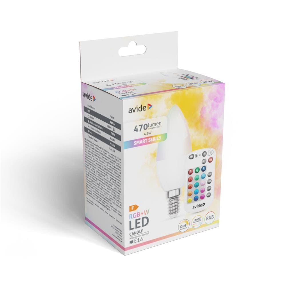 Bec LED smart AVIDE ASC14RGBW-4.9W-RC, E14, 4.9W, 470lm, 2700K