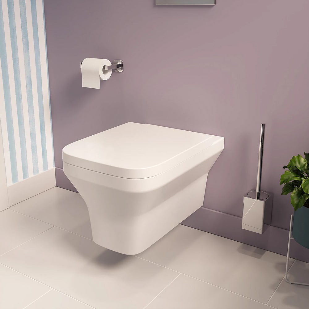 Vas WC suspendat GOODHOME Teesta, ceramica, capac duroplast, inchidere lenta, 36 x 53 x 35 cm, alb