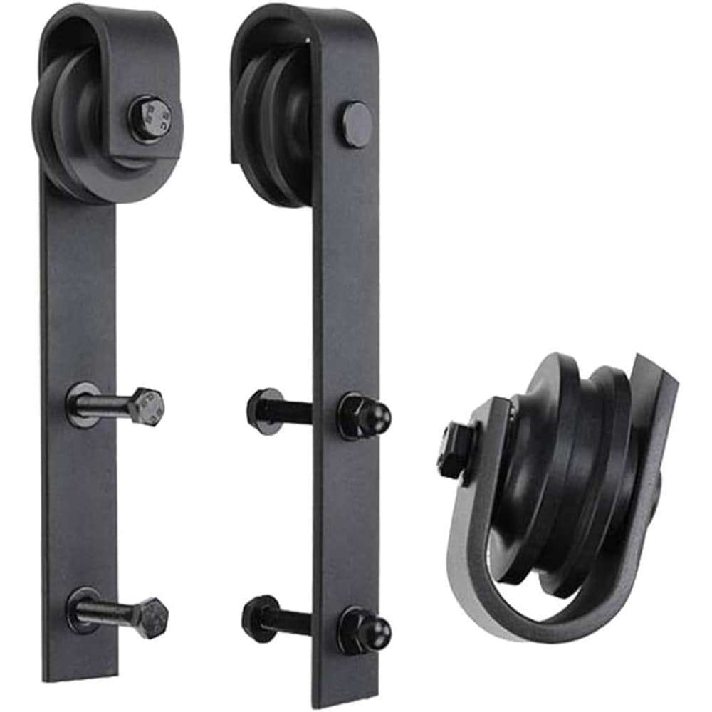 Sistem culisare usa interior, otel, 183 cm, negru