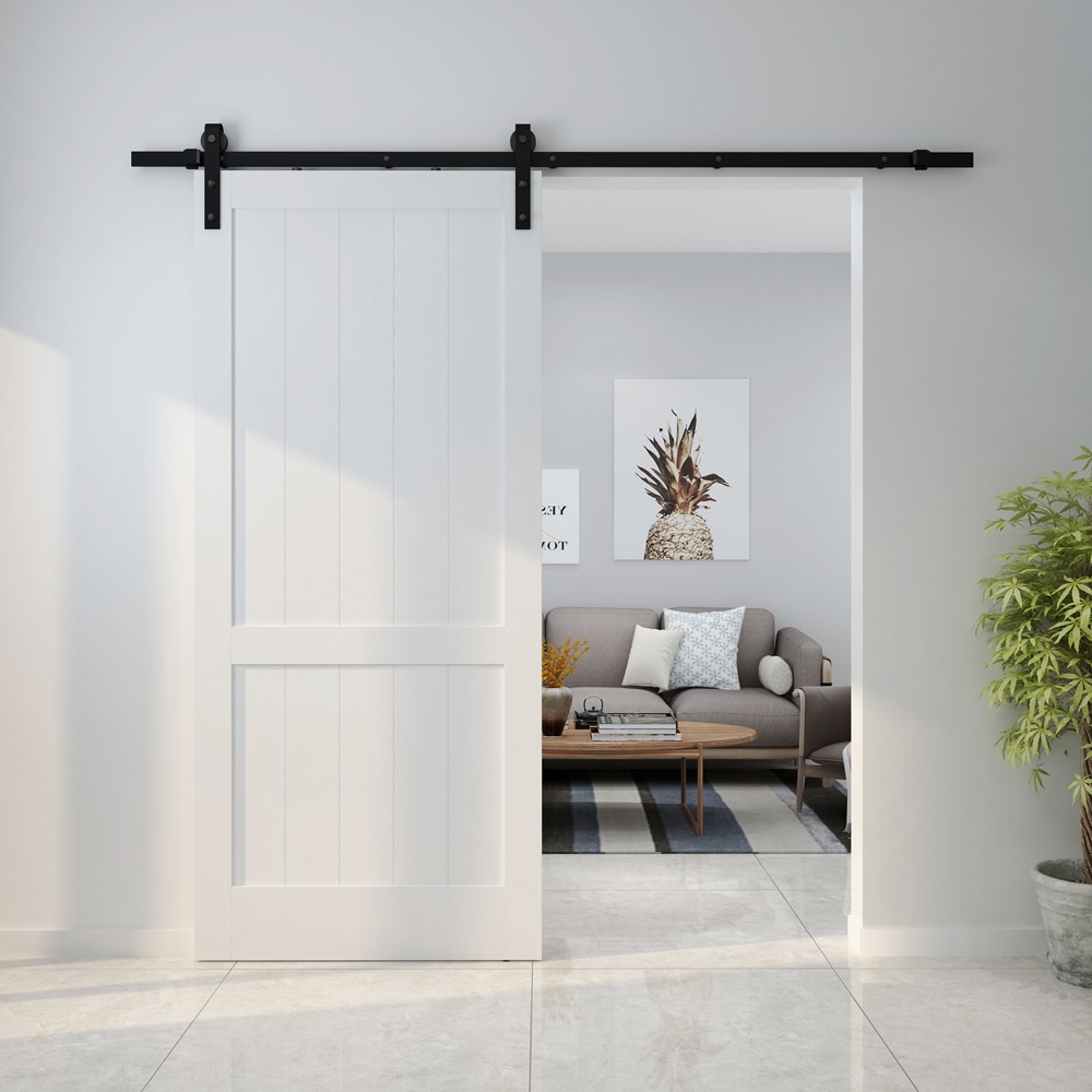 Sistem culisare usa interior, otel, 183 cm, negru