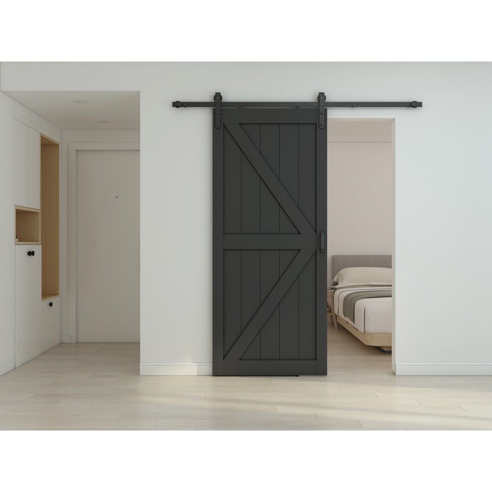 Sistem culisare usa interior, otel, 200 cm, negru