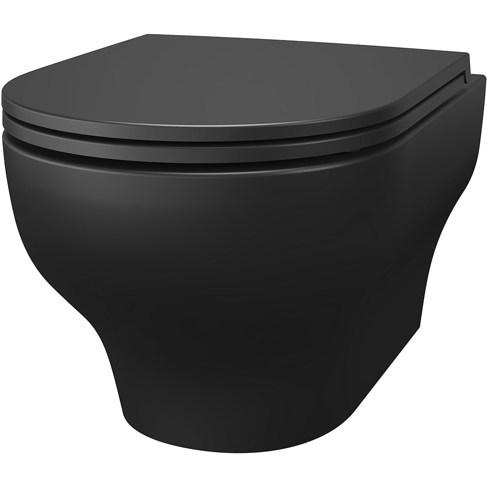 Vas WC suspendat GOODHOME Cavally, ceramica, 53 x 36 x 35 cm, capac SoftClose, negru