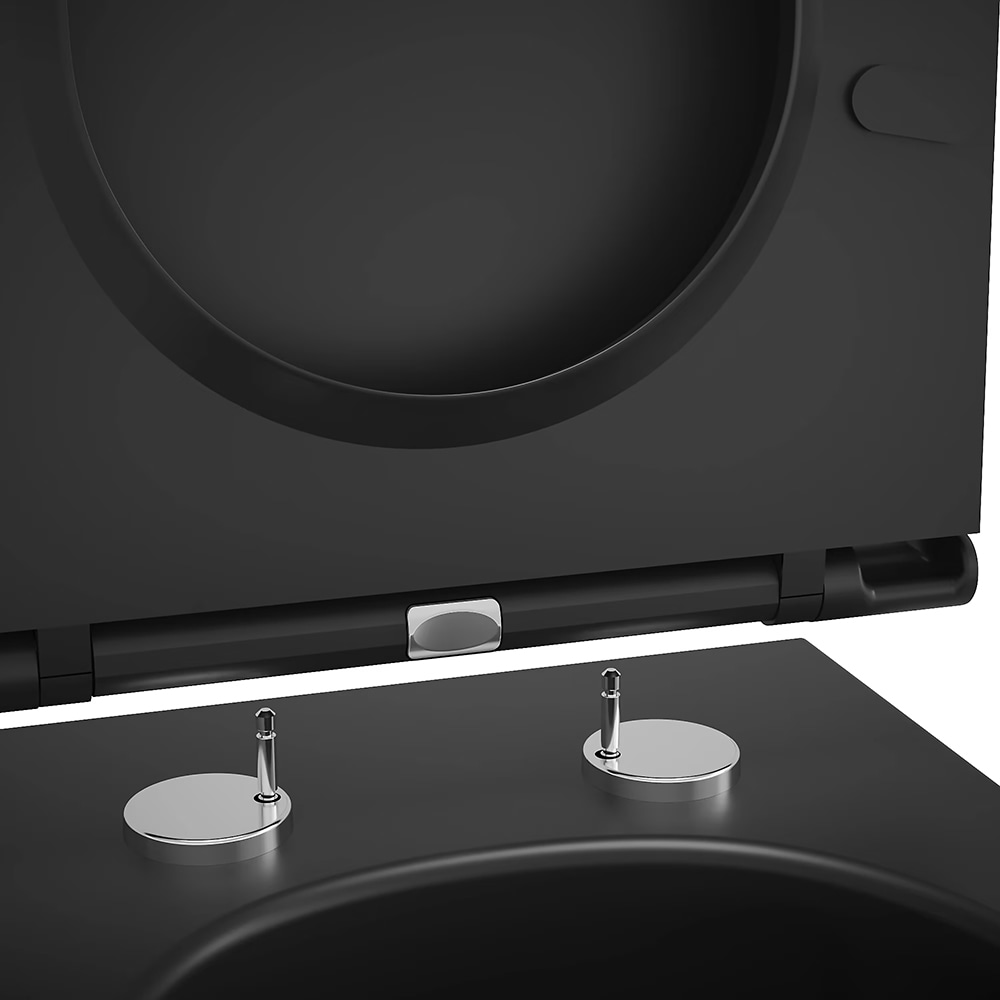 Vas WC suspendat GOODHOME Cavally, ceramica, 53 x 36 x 35 cm, capac SoftClose, negru