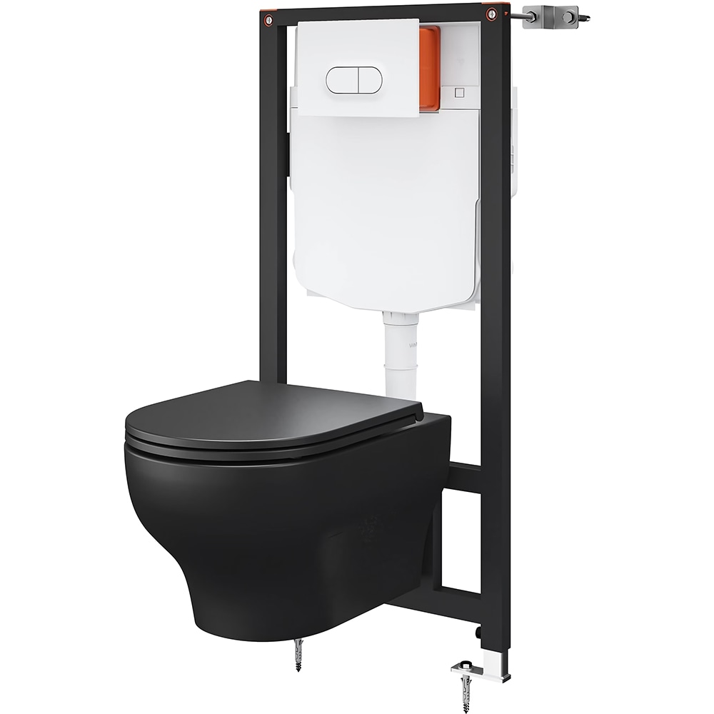 Vas WC suspendat GOODHOME Cavally, ceramica, 53 x 36 x 35 cm, capac SoftClose, negru