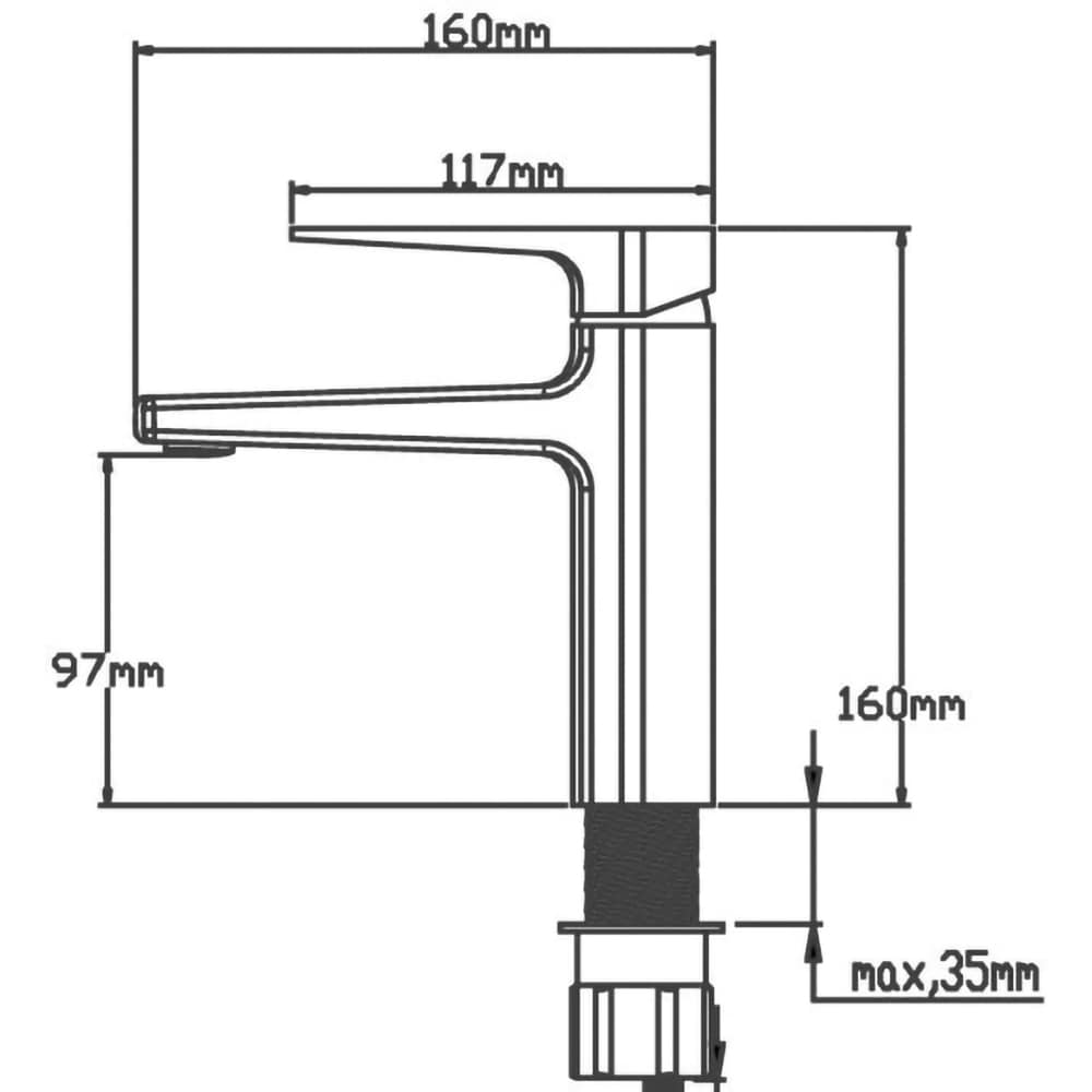 Baterie lavoar CASABLANCA Plato PLT2, ventil click-clack, alama sanitara, negru