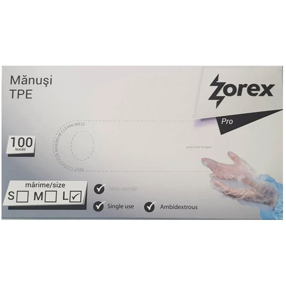 Manusi nitril ZOREX, marimea L, negru, 100 buc