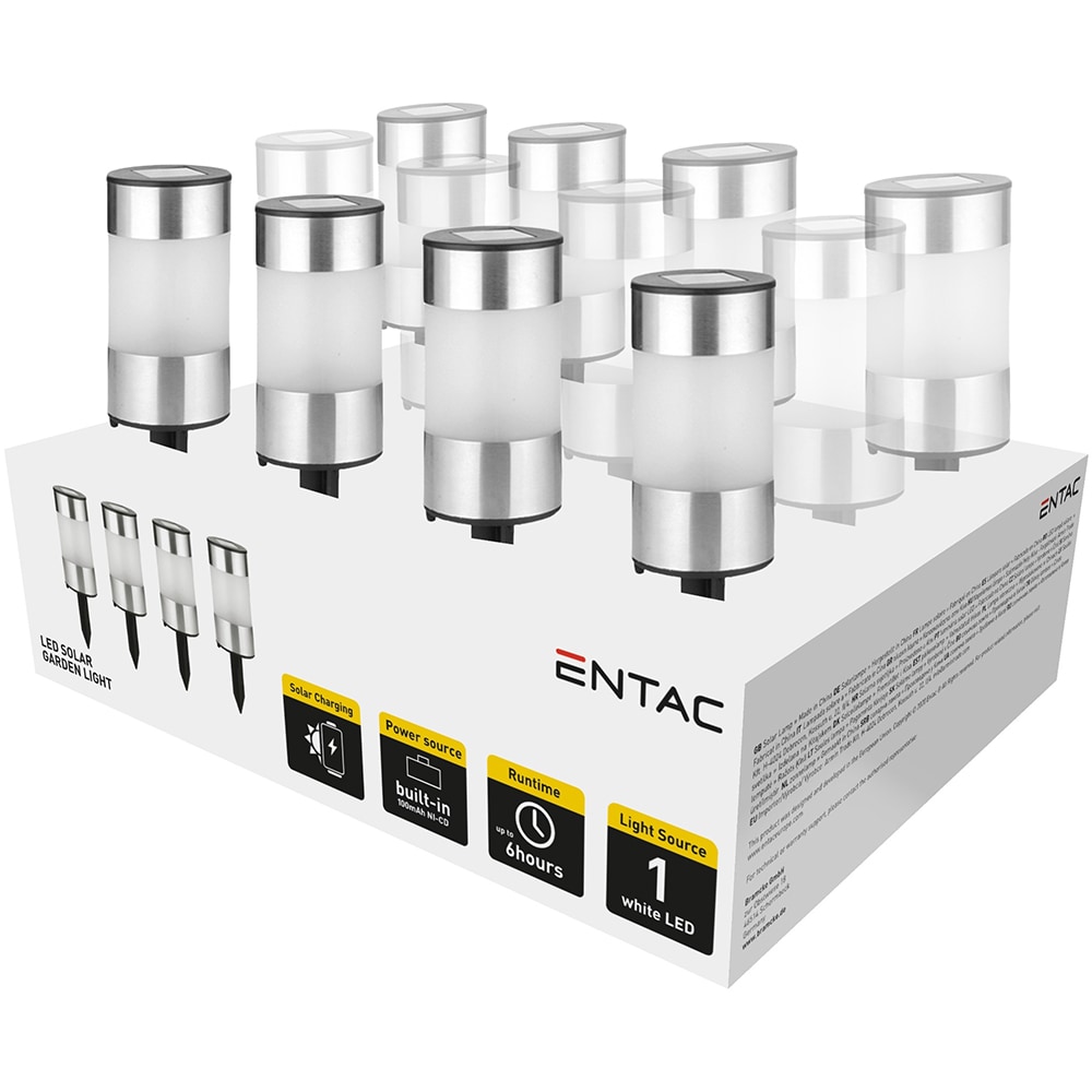 Lampa solara ENTAC EGSL-SS1LT21, 21 cm, IP44, argintiu