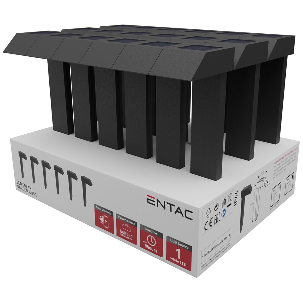 Lampa solara ENTAC EGSL-LS6P, IP44, negru