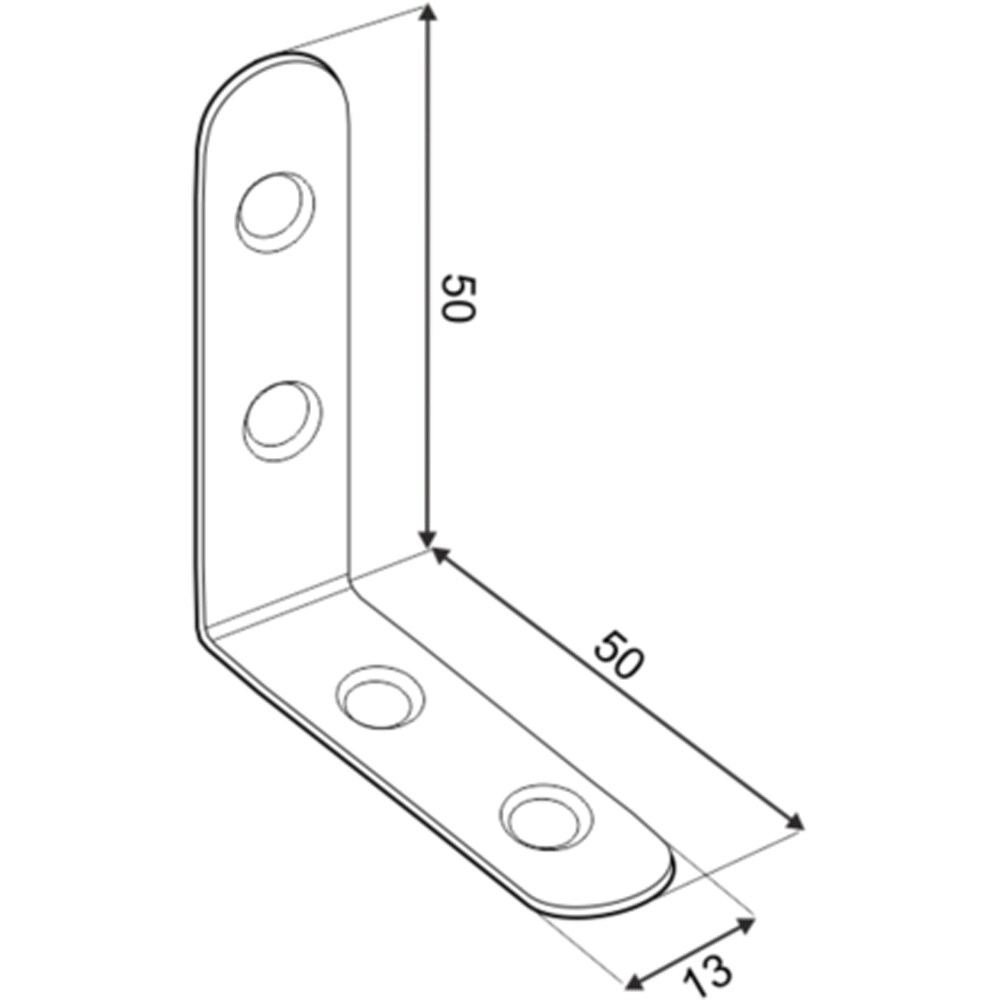 Coltar DMX, 50 x 50 x 13 x 2 mm, otel, 4 buc