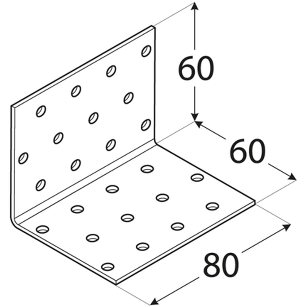 Coltar perforat DMX, 60 x 60 x 80 x 2 mm, otel