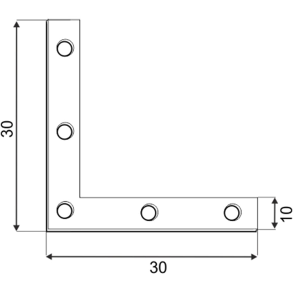 Coltar plat DMX, 30 x 30 x 10 x 1, 5 mm, otel, 4 buc