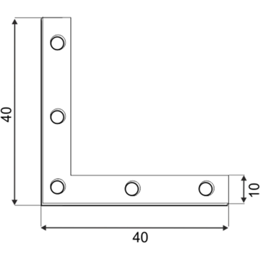 Coltar plat DMX, 40 x 40 x 10 x 1, 5 mm, otel, 4 buc