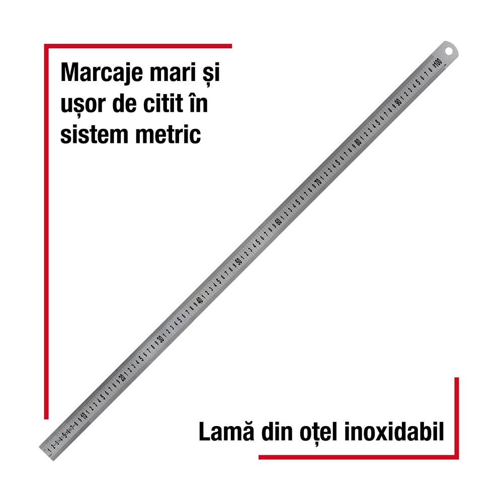 Rigla FORGE STEEL, 100cm, metal