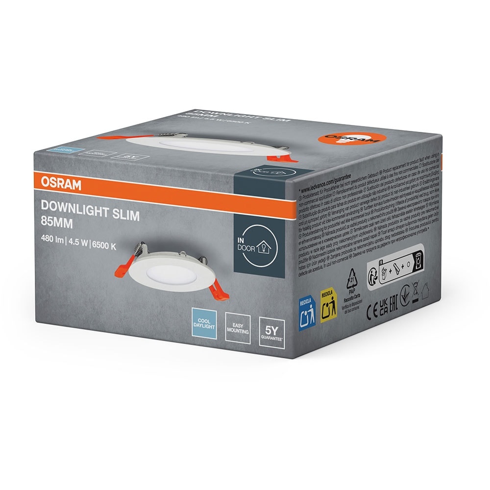 Spot LED OSRAM, 4.5W, 240lm, lumina rece, IP20, plastic, alb