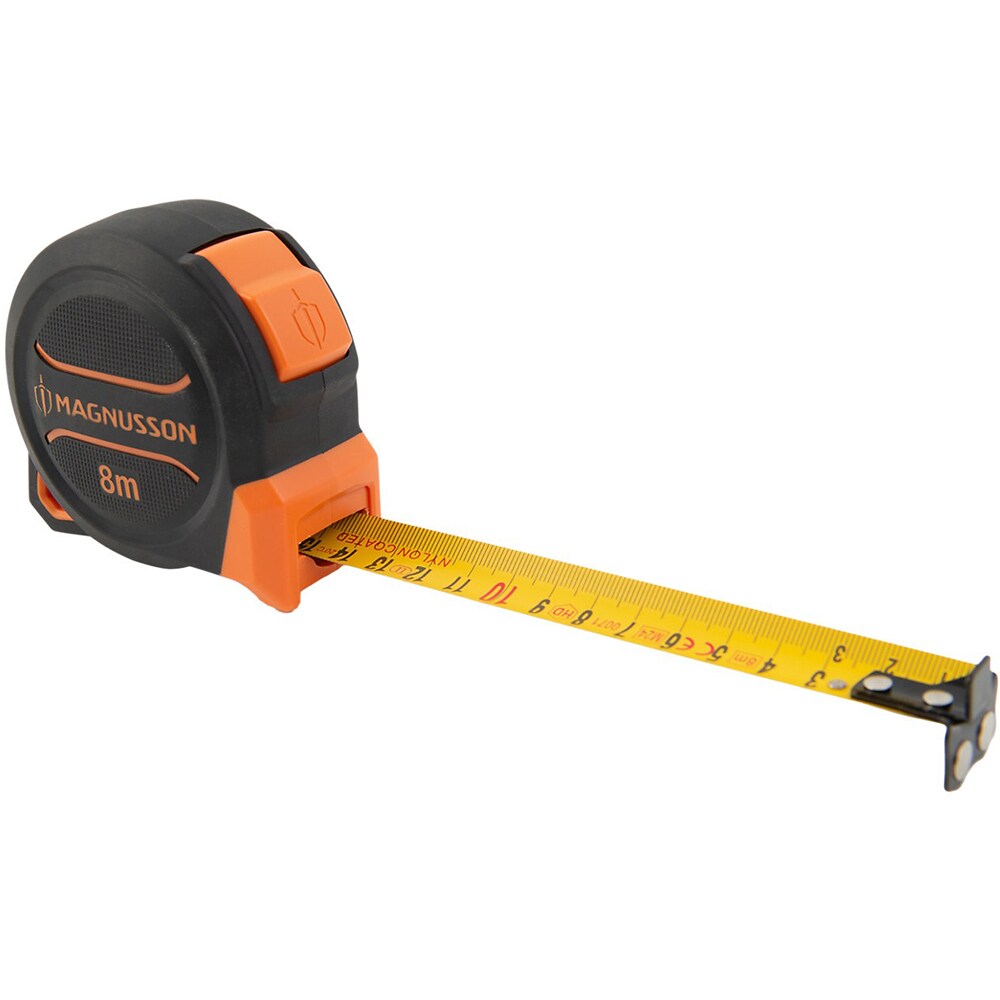 Ruleta magnetica MAGNUSSON, plastic ABS, 8 m, negru-portocaliu