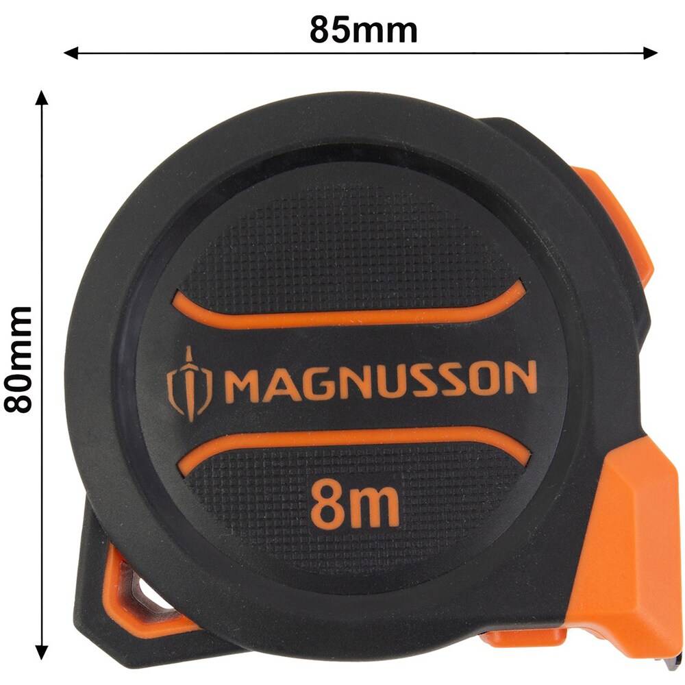Ruleta magnetica MAGNUSSON, plastic ABS, 8 m, negru-portocaliu