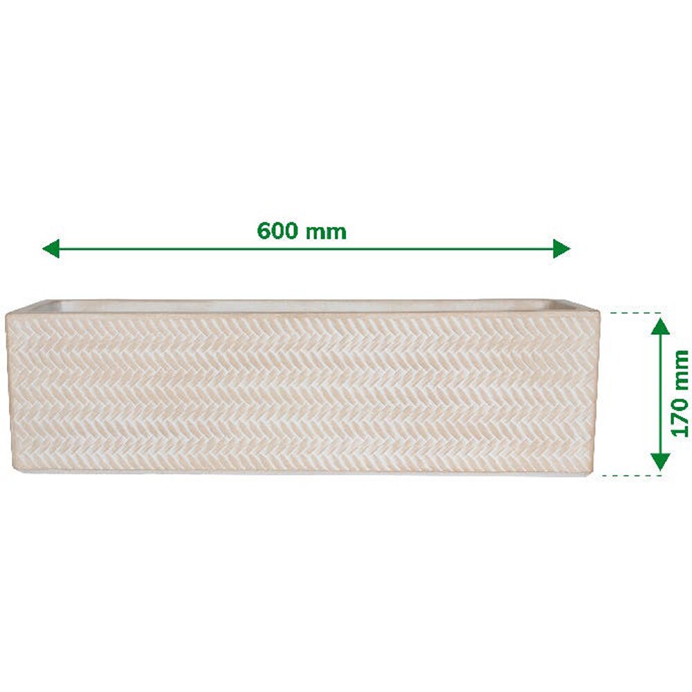 Jardiniera flori VERVE, lut, 60 x  17 cm, bej