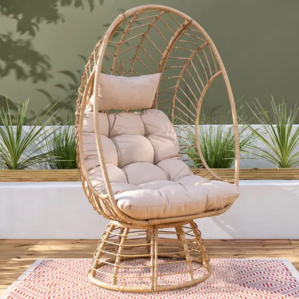 Scaun cuib ratan GOODHOME Omalos 101550296, maro