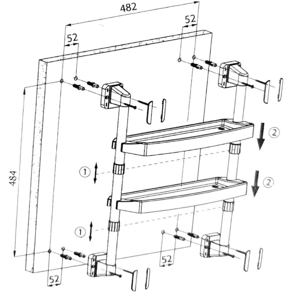Etajera baie dubla NIKIPLAST-M 03397, PVC, negru