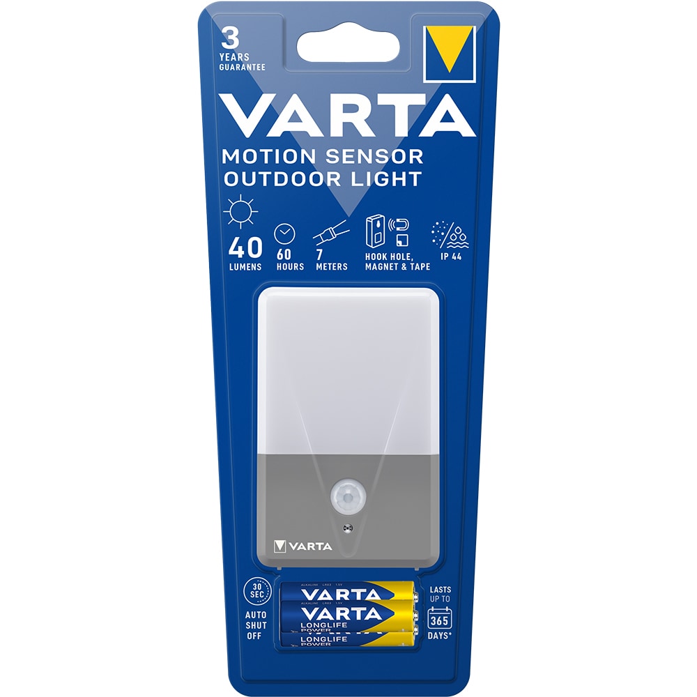 Lanterna camping VARTA Motion Sensor Outdoor Light, 3AAA, 40lm, lumina calda, IP44, gri
