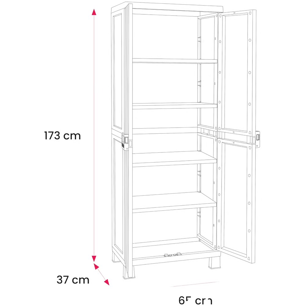 Dulap GOODHOME Links, plastic, 65 x 37 x 173 cm, gri-negru