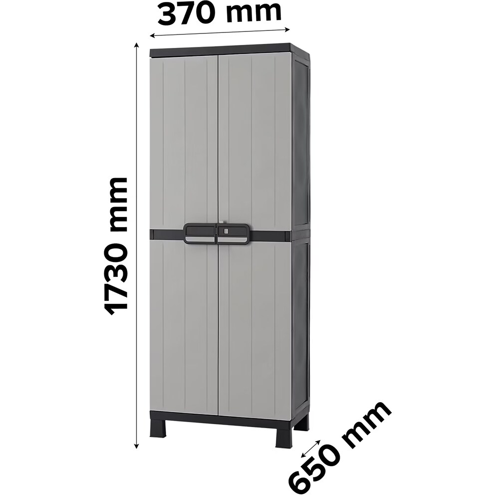 Dulap GOODHOME Links, plastic, 65 x 37 x 173 cm, gri-negru