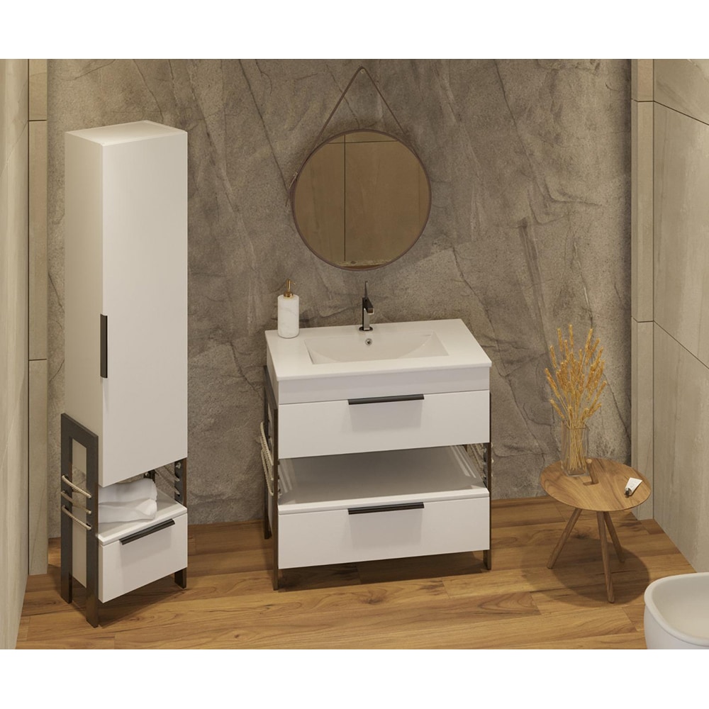 Dulap coloana baie SANITOP Element, 35 x 28 x 170 cm, alb