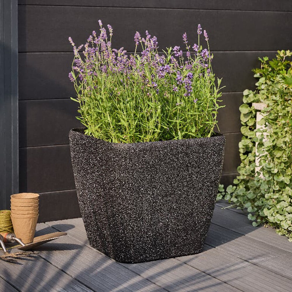 Ghiveci flori VERVE, plastic, 35 x 35 x 33 cm, negru