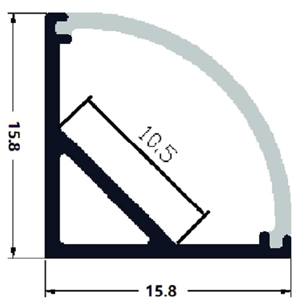 Profil banda LED colt V cu capac transparent, aluminiu, 2m