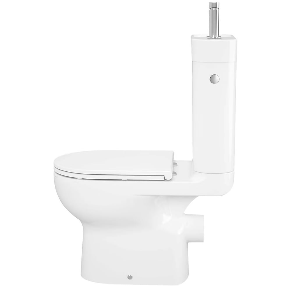 Set vas WC GOODHOME Cavally, cu lavoar integrat si baterie, rezervor 3-45L, capac SoftClose, alb