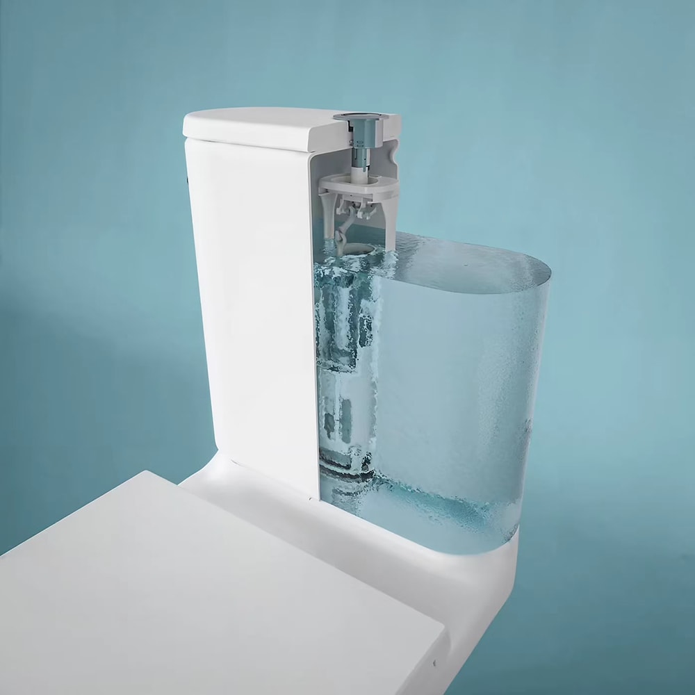 Set vas WC GOODHOME Cavally, cu lavoar integrat si baterie, rezervor 3-45L, capac SoftClose, alb