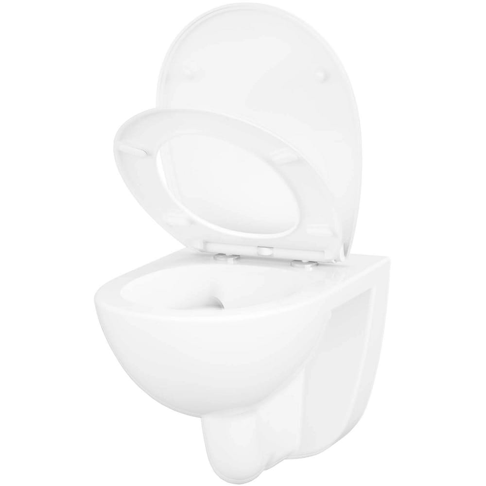 Vas WC suspendat GOODHOME Tasi, ceramica, capac duroplast, inchidere lenta, 36.4  x 53.2 x 36.2 cm, alb