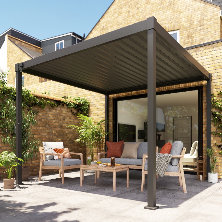 Pergola gradina KLIKSTROM Tehuano, otel, 300 x 300 x 240 cm, gri antracit