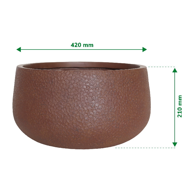 Ghiveci flori VERVE, fibra de fibra de lut, D 42 cm, aramiu