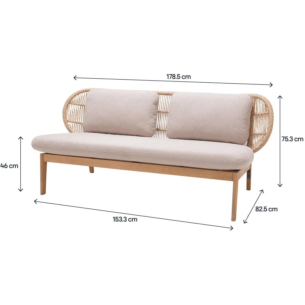 Canapea terasa GOODHOME Hania, 2 locuri, 178.5 x 82.5 x 75.3 cm, maro deschis