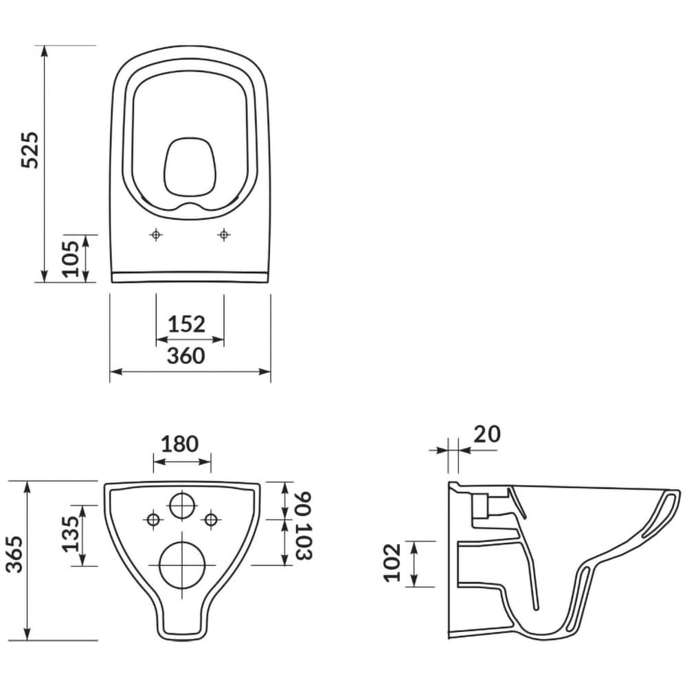 Set vas WC suspendat CERSANIT Colour S701-768, rezervor incastrat 3-5l, clapeta actionare, capac SoftClose, alb