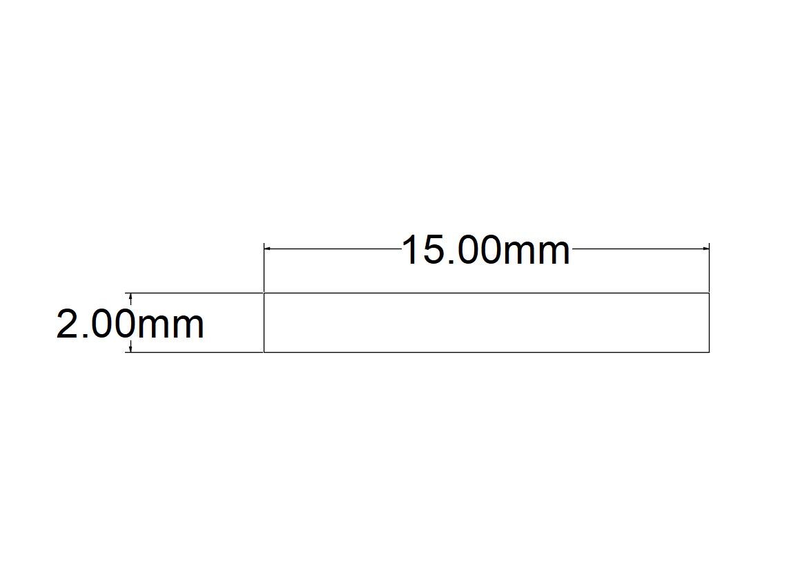 Bara plata, aluminiu, 1 m, 15x2 mm, gri