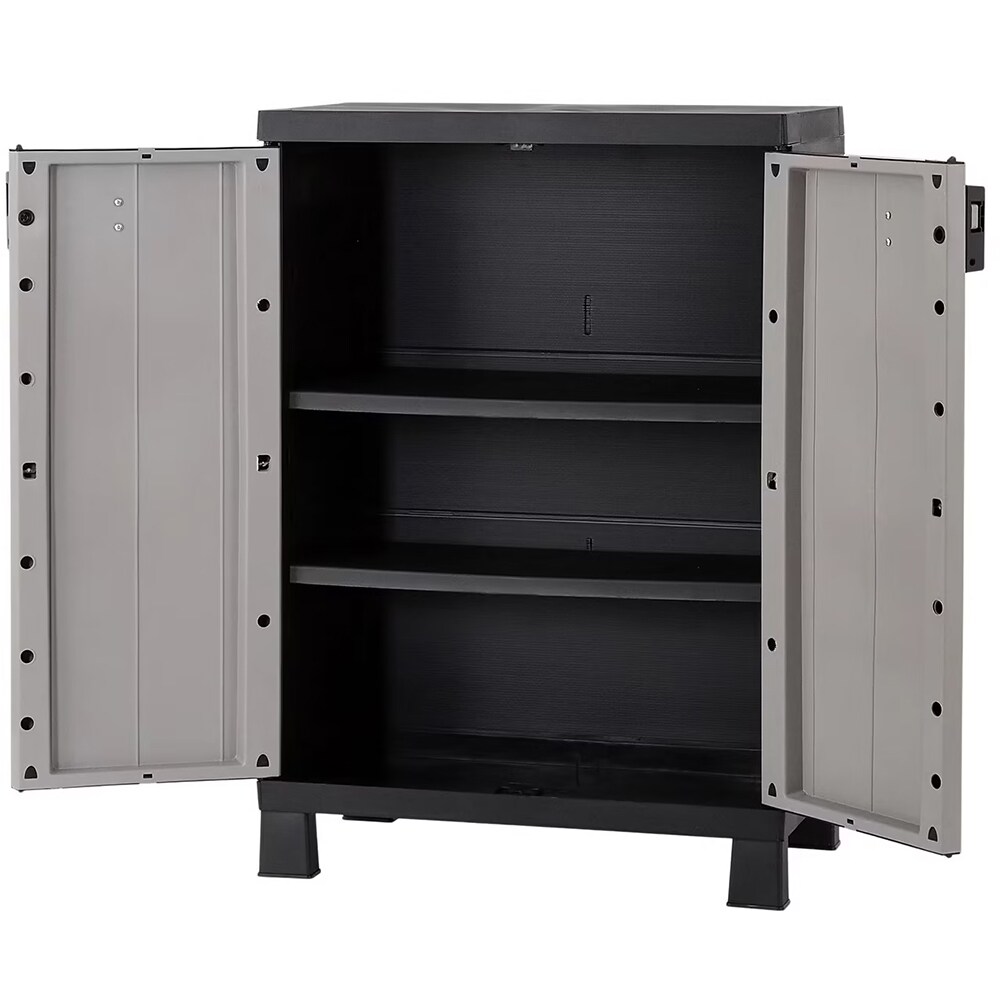 Dulap GOODHOME Links, plastic, 65 x 37 x 93 cm, gri-negru