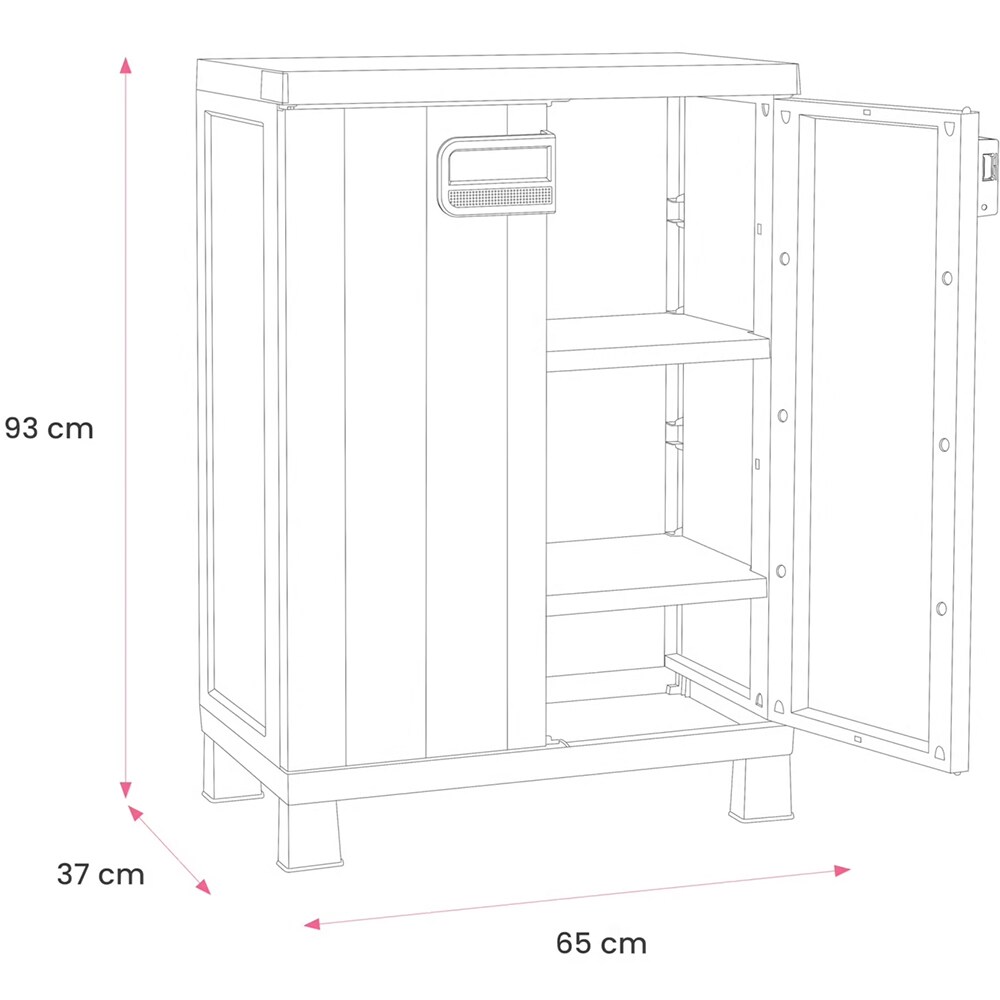 Dulap GOODHOME Links, plastic, 65 x 37 x 93 cm, gri-negru