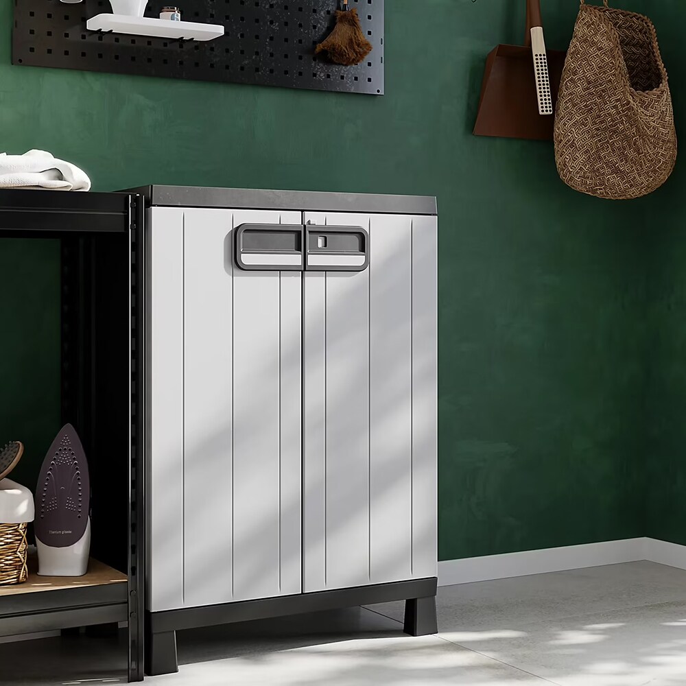 Dulap GOODHOME Links, plastic, 65 x 37 x 93 cm, gri-negru