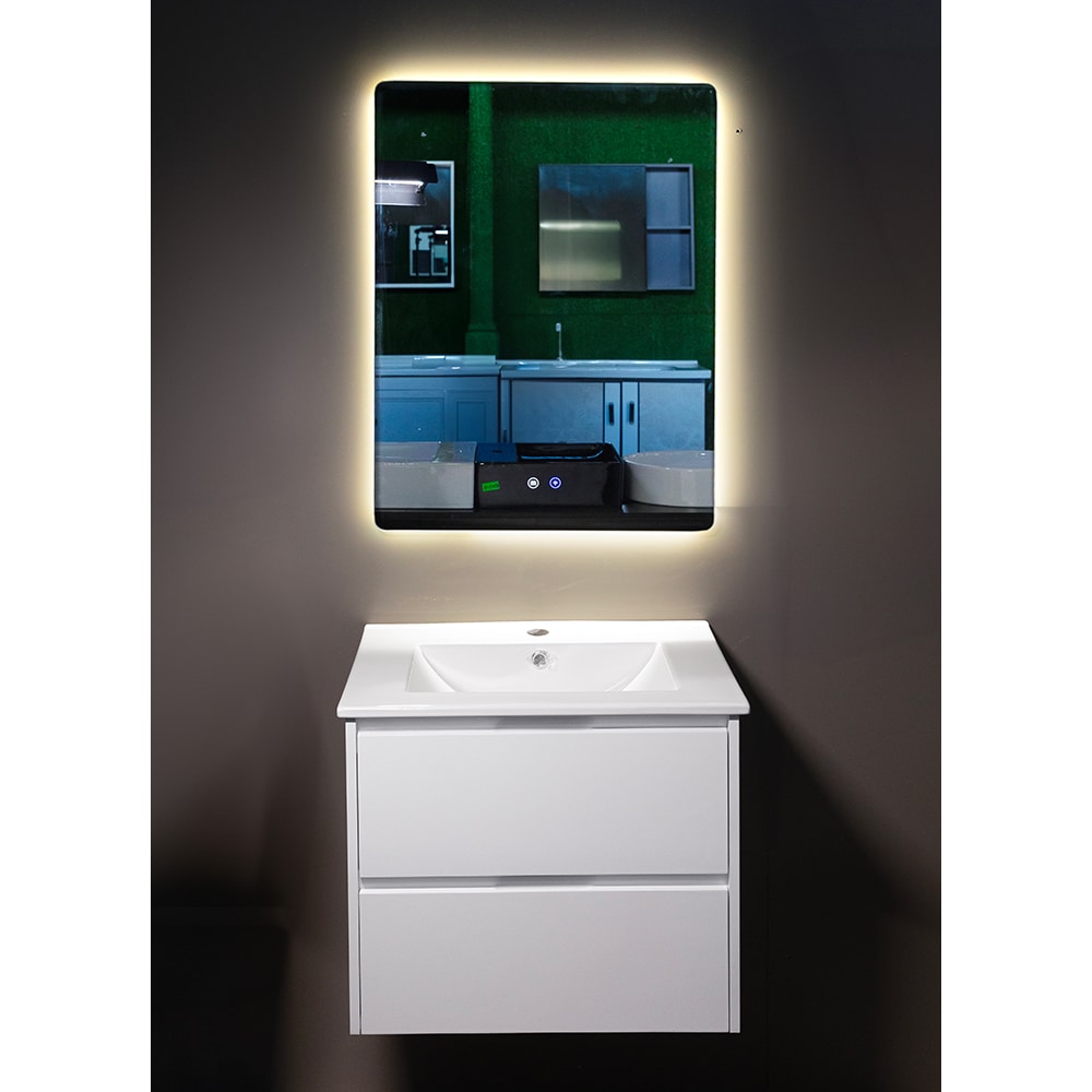 Set mobilier baie Andra, 3 piese, 60 cm, Iluminare LED, alb