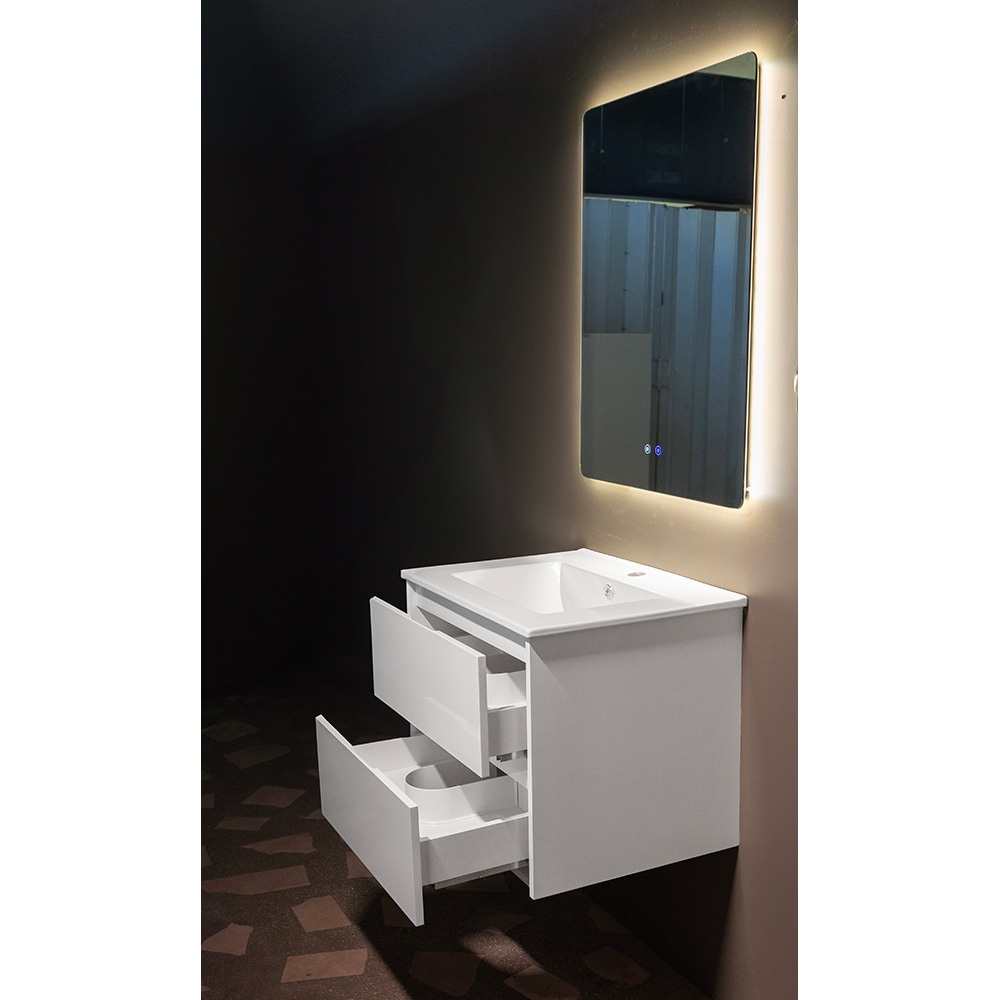 Set mobilier baie Andra, 3 piese, 60 cm, Iluminare LED, alb