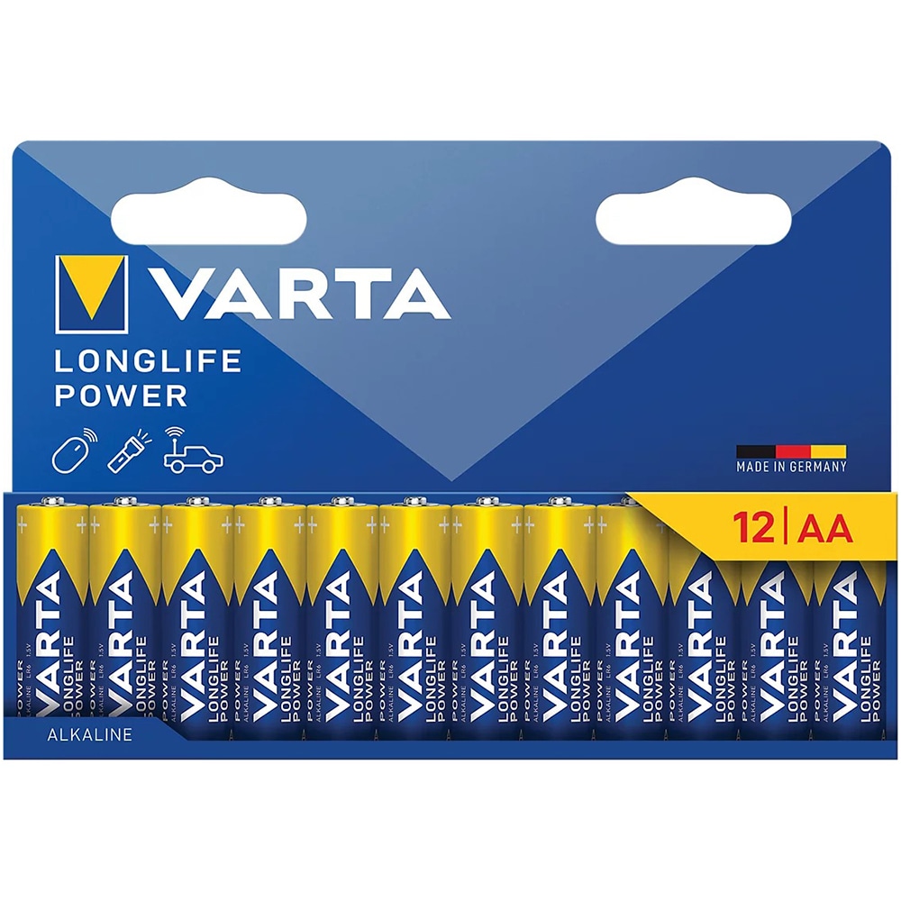 Baterii alcaline VARTA Longlife Power AA, 12 bucati