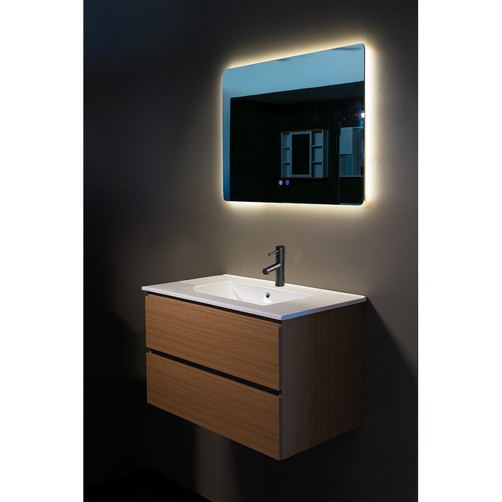 Set mobilier baie Ioana, 3 piese, 60 cm, Iluminare LED, maro