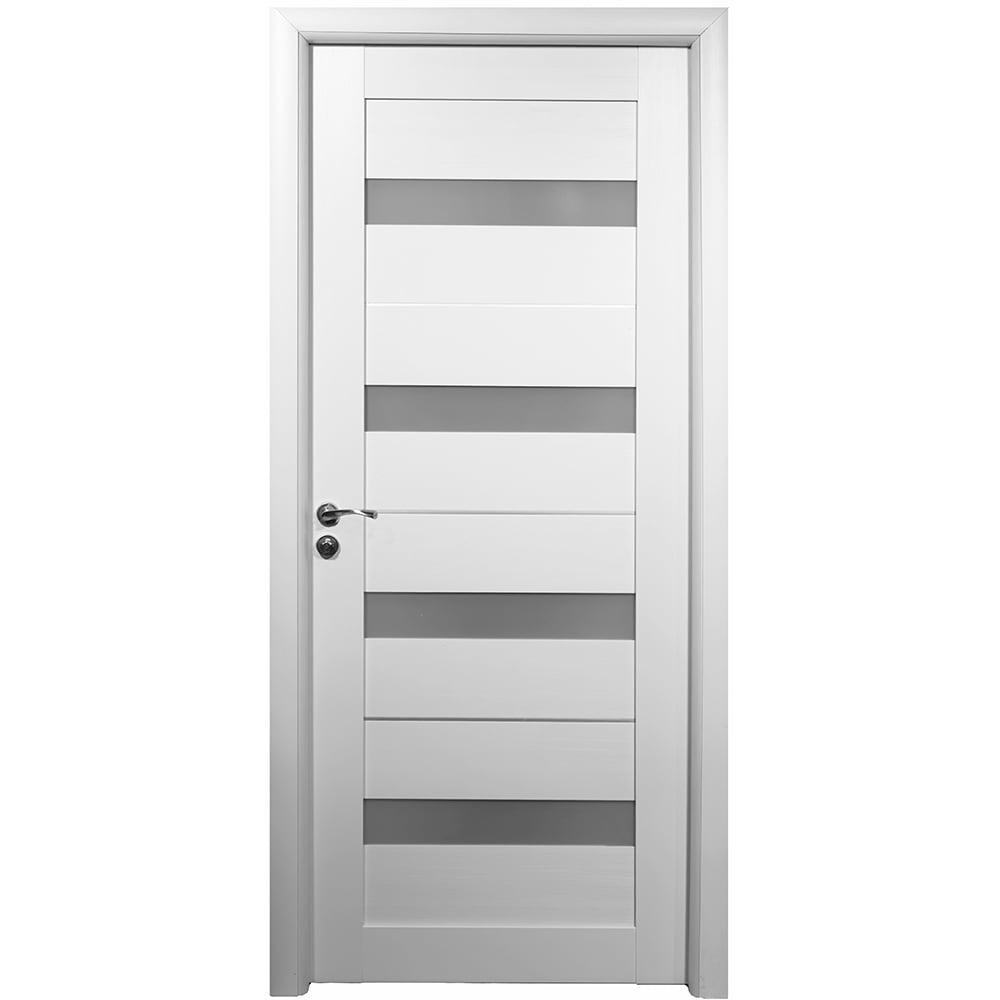 Usa interior Pamate U76, cu geam, reversibila, MDF, 70 x 204 cm, alb